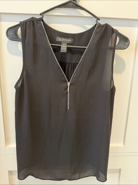 INC International Concepts Black Sleeveless Zip-Front Camisole